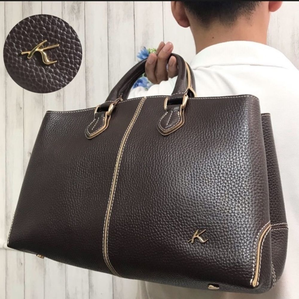 Kitamura 2 Motomachi Yokohama Brown Leather Satchel Bag Japan Medium